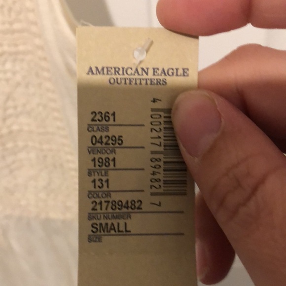 America Eagle Outfitters NWT crochet cream tank top open back small petite - Picture 9 of 11